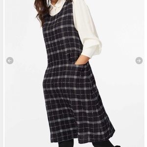 BRORA plaid light wool pinafore dress